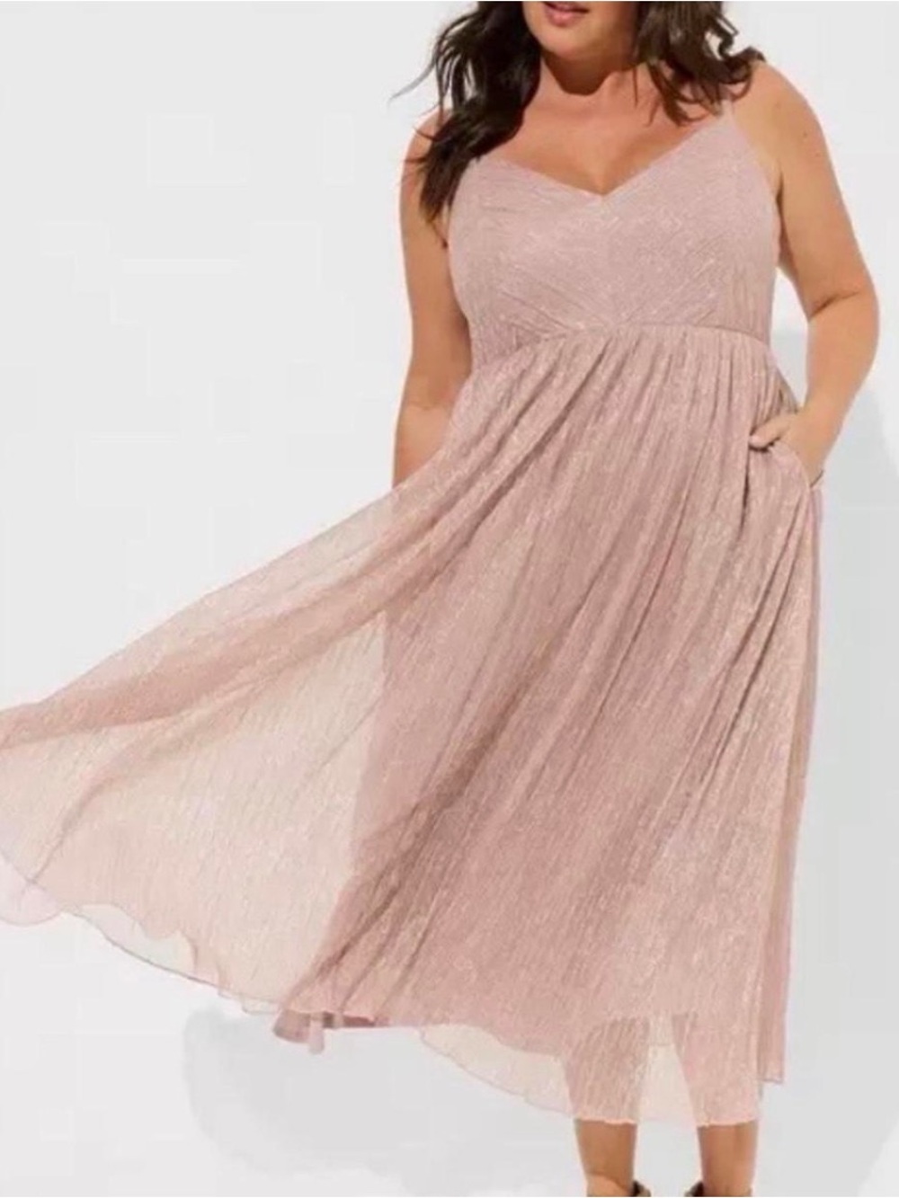 torrid Dusty Blush Midi V-Neck Dress